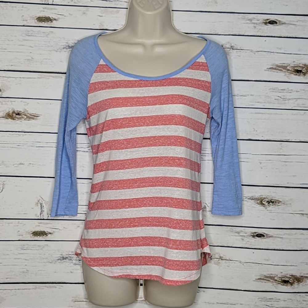 MOSSIMO Top Patriotic Striped 3/4 sleeved Small